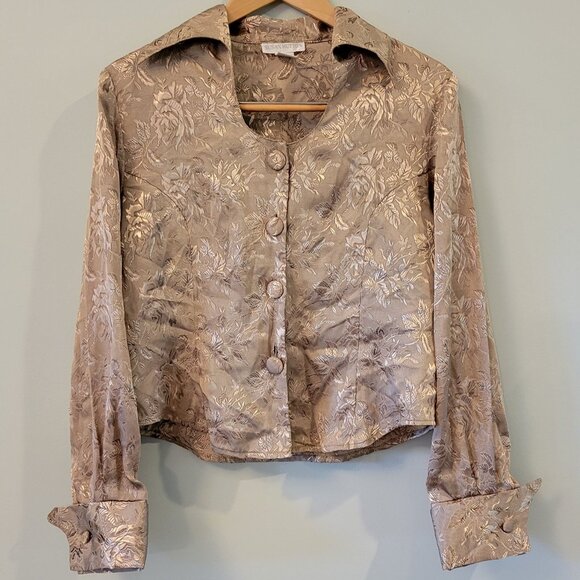 Susan Hutton VTG Gold Blouse Medium - Picture 1 of 7